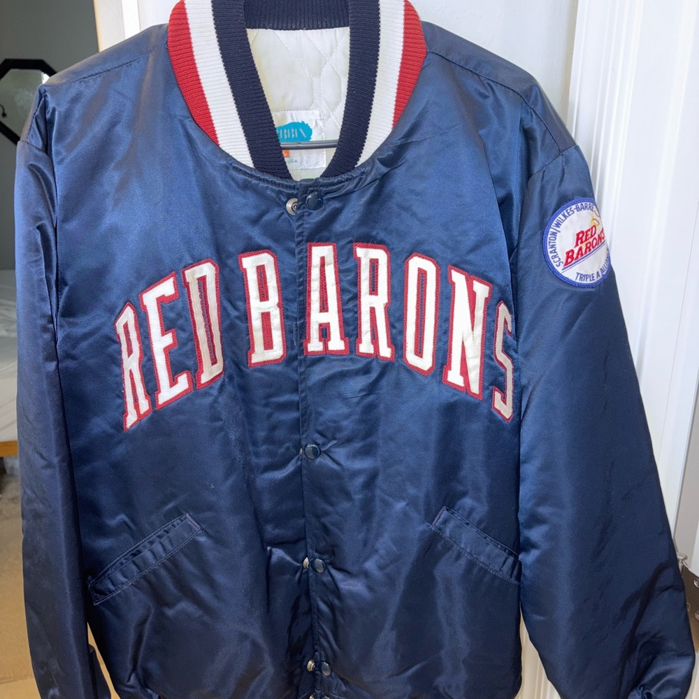 Wilkes- Barre Scranton Red Barons Navy Blue Vintage Bomber Jacket